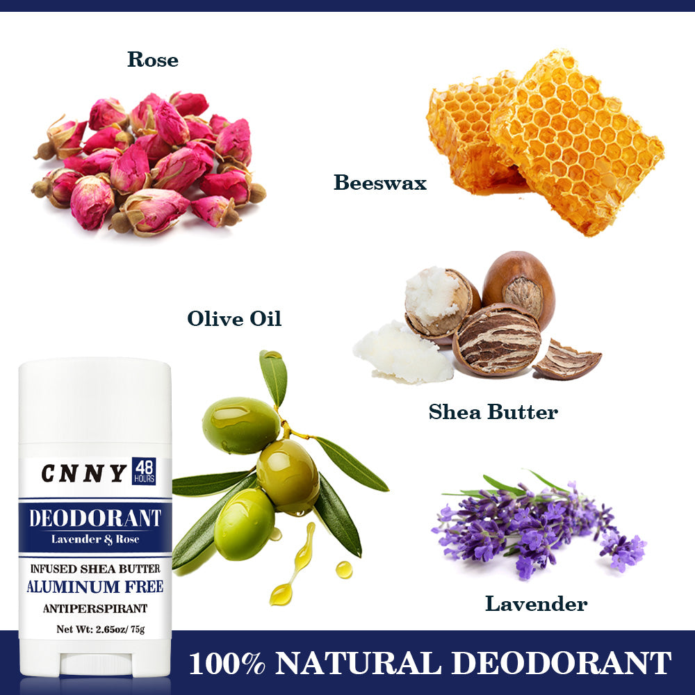 Natural Lavender & Rose Deodorant for Women & Men, Aluminum-Free Antiperspirant with Shea Butter and Coconut Oil, 75g